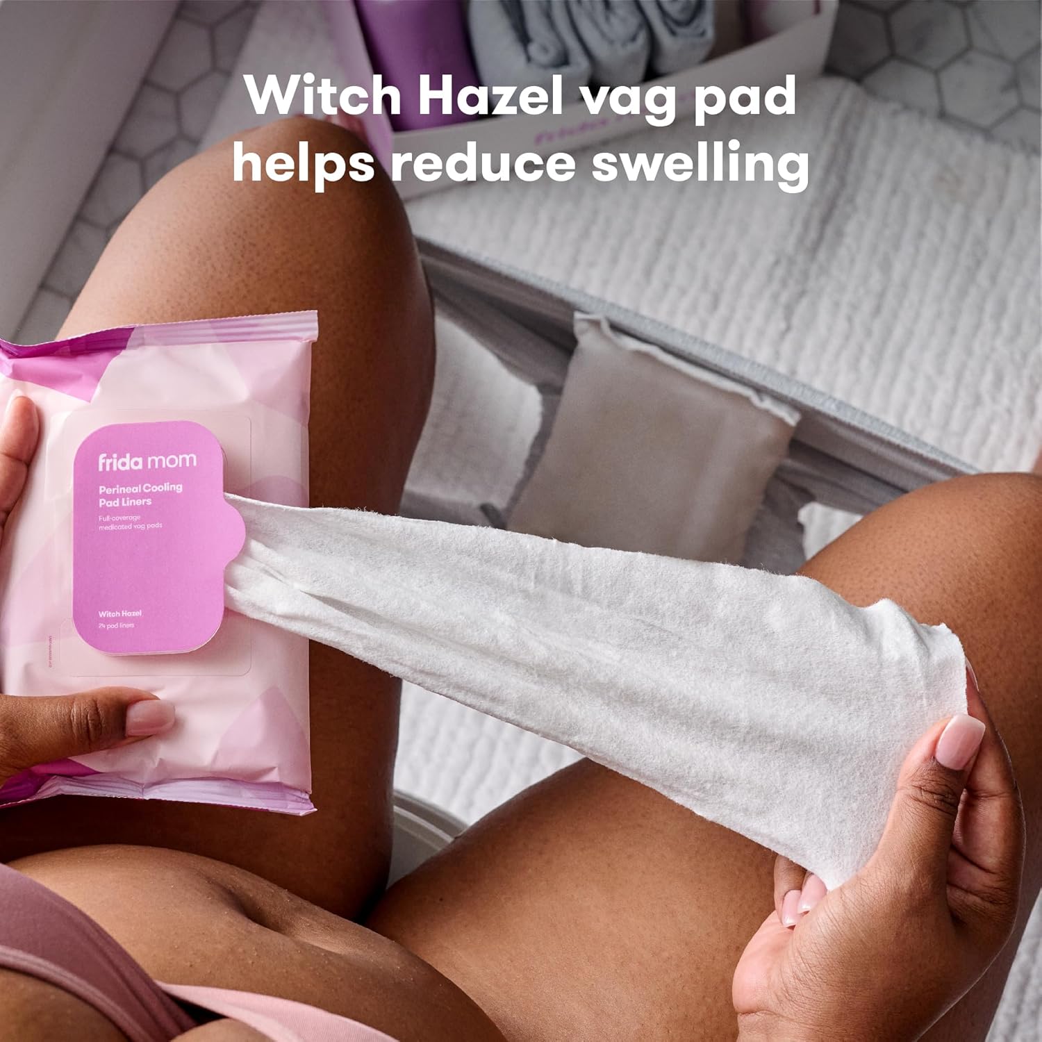 Perineal Medicated Witch Hazel Full-Length Cooling Pad Liners for Postpartum Care by Frida Mom | Speeds Healing and Reduces Swelling for Perineal Area | 24-Count